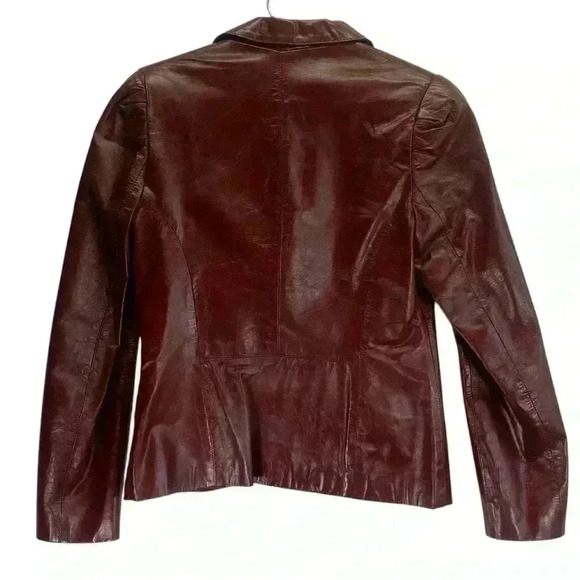 Vintage Women’s Genuine Leather Blazer Jacket. Size 5/6. Chestnut brown. - Picture 10 of 16